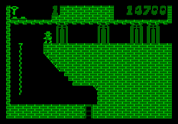Montezuma's Revenge Apple II Screenshot: It takes four different keys to open all of these doors...