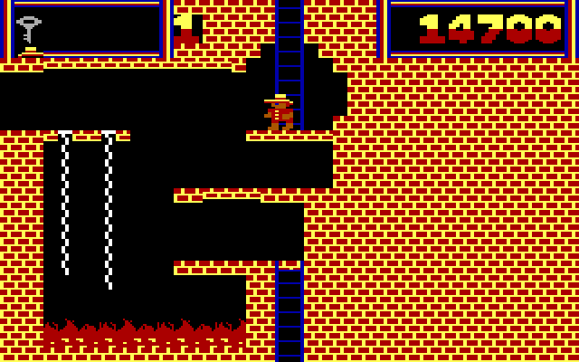 Montezuma's Revenge IBM PC/Compatibles Screenshot: Don't fall too far...or you'll be squashed!