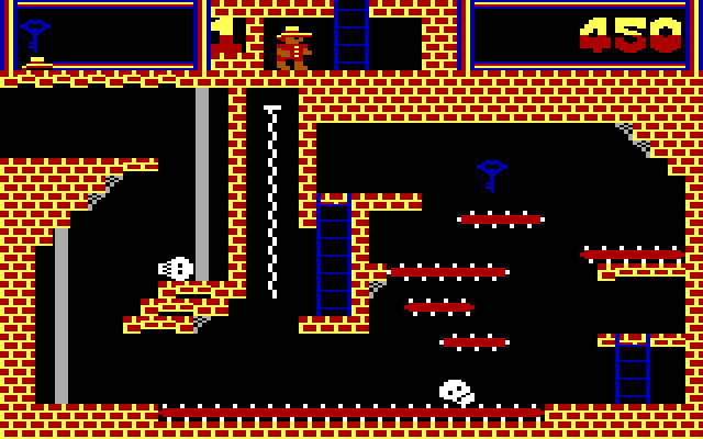 Montezuma's Revenge IBM PC/Compatibles Screenshot: There's a blue key, but how do I reach it?