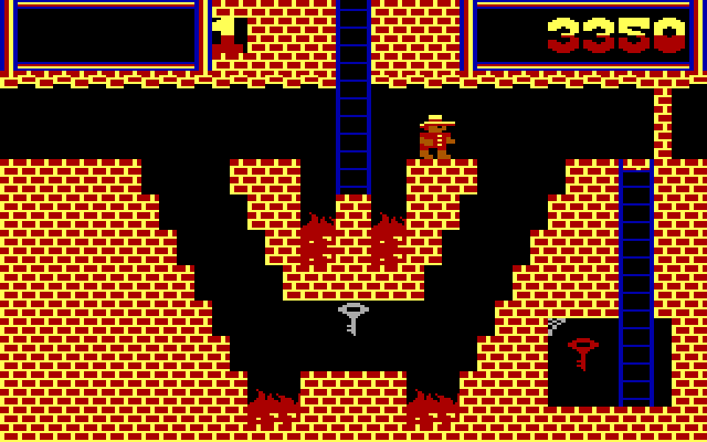 Montezuma's Revenge IBM PC/Compatibles Screenshot: Here's a key, but don't fall in the fire trying to reach it...