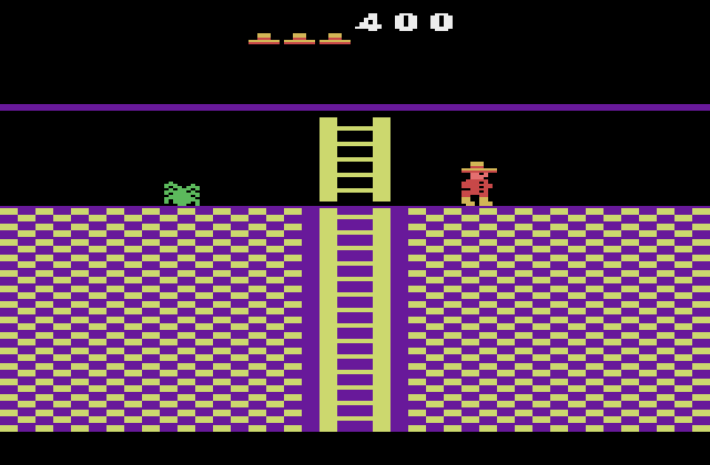 Montezuma's Revenge Atari 2600 Screenshot: Don't let that giant spider catch you...