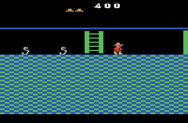 Montezuma's Revenge Atari 2600 Screenshot: Snakes! Why did it have to be snakes?