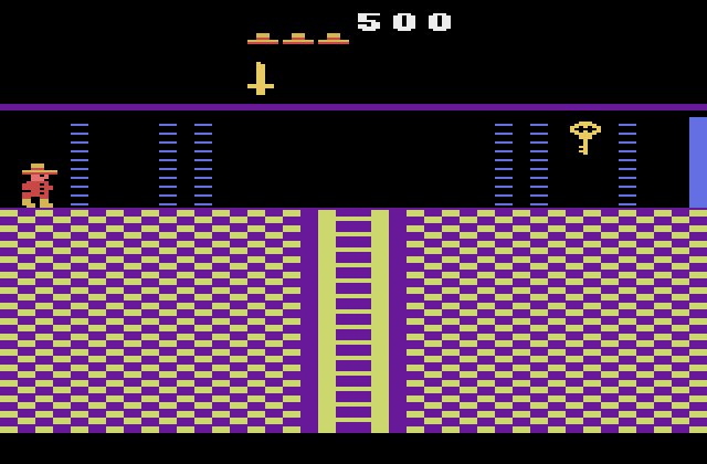 Montezuma's Revenge Atari 2600 Screenshot: This key is protected by some barriers...