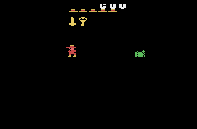 Montezuma's Revenge Atari 2600 Screenshot: This room is dark, I can't see the path!