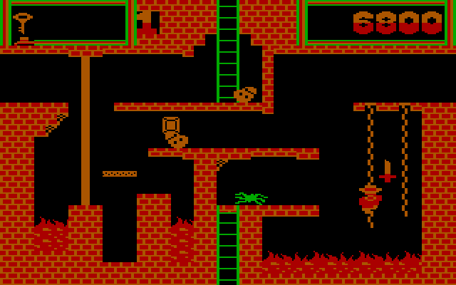 Montezuma's Revenge IBM PC/Compatibles Screenshot: Climbing a rope.