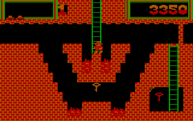 Montezuma's Revenge IBM PC/Compatibles Screenshot: Don't land in the fire!