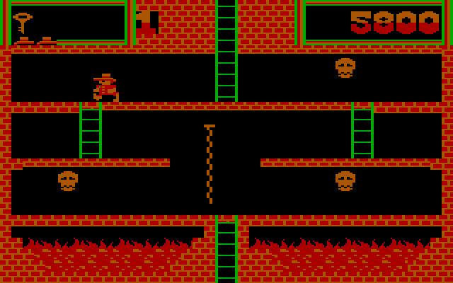 Montezuma's Revenge IBM PC/Compatibles Screenshot: Running away from skulls...