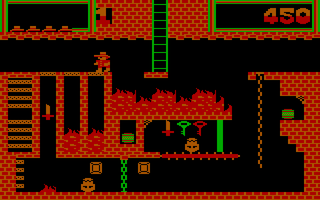 Montezuma's Revenge IBM PC/Compatibles Screenshot: A tricky screen; how to reach those keys?