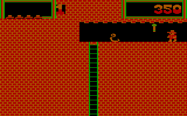 Montezuma's Revenge IBM PC/Compatibles Screenshot: Avoid that snake when heading towards the ladder...