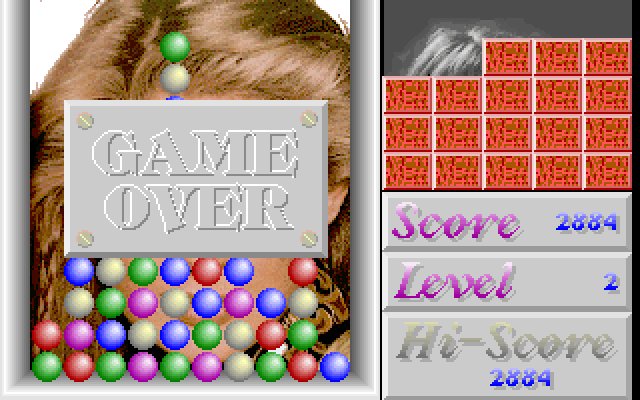 X Rock IBM PC/Compatibles Screenshot: Game over.