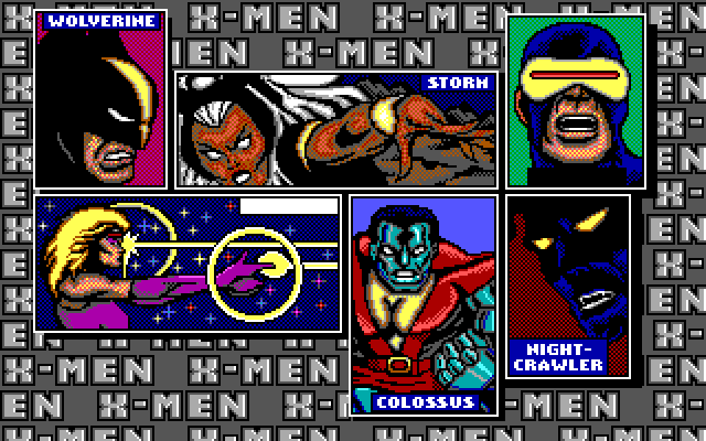 X-Men IBM PC/Compatibles Screenshot: You can switch between different X-Men...