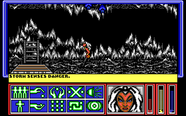 X-Men IBM PC/Compatibles Screenshot: Exploring a cave...