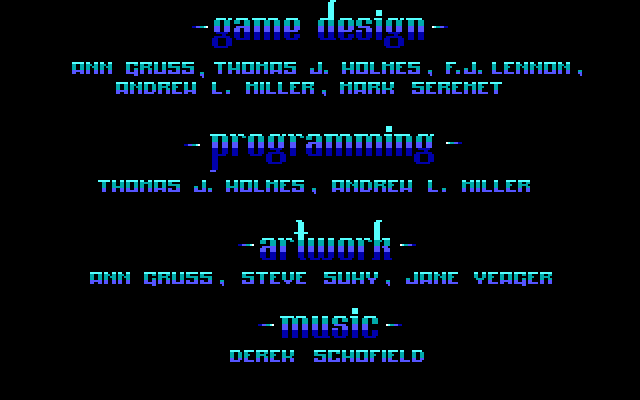 X-Men IBM PC/Compatibles Screenshot: Credits screen.