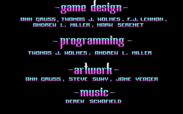 X-Men IBM PC/Compatibles Screenshot: Credits screen.