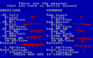 Battle Ground for IBM PC/Compatibles - Here's the weapons used in the game.