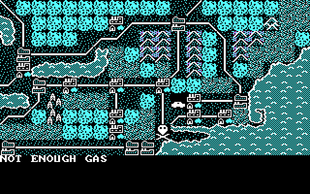 Roadwar 2000 IBM PC/Compatibles Screenshot: Uh oh, I ran out of gas!