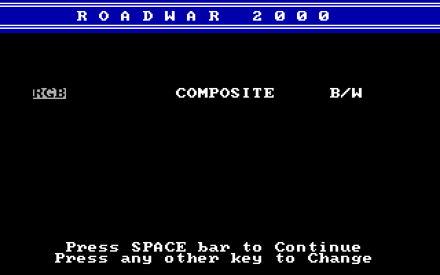 Roadwar 2000 IBM PC/Compatibles Screenshot: What type of display do you have?