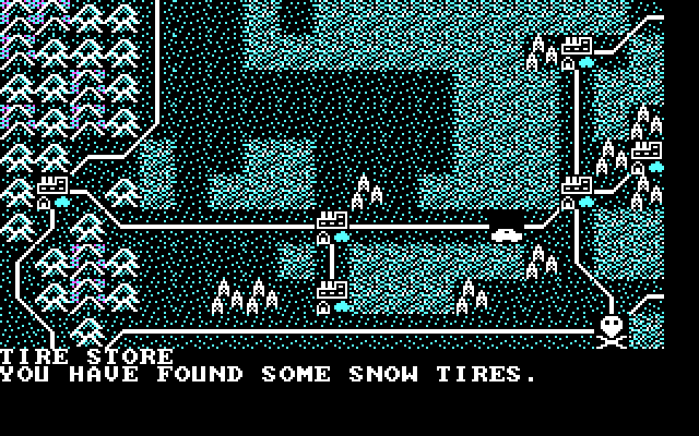 Roadwar 2000 IBM PC/Compatibles Screenshot: Found some snow tires!