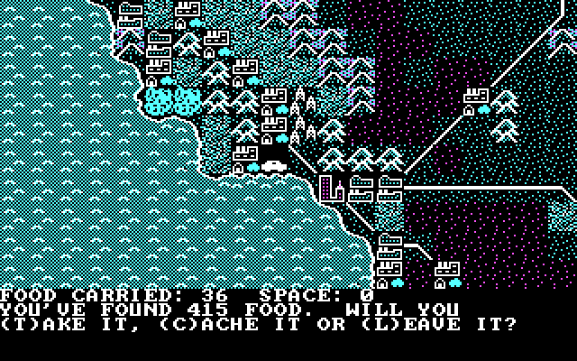 Roadwar 2000 IBM PC/Compatibles Screenshot: Found some food, want to take it?