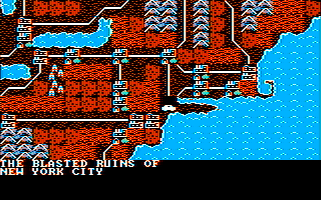Roadwar 2000 IBM PC/Compatibles Screenshot: Found the blasted ruins of New York City.