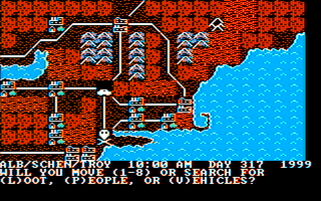 Roadwar 2000 IBM PC/Compatibles Screenshot: What's your next move?