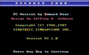 Roadwar 2000 for IBM PC/Compatibles - Title, credits, and copyright info.