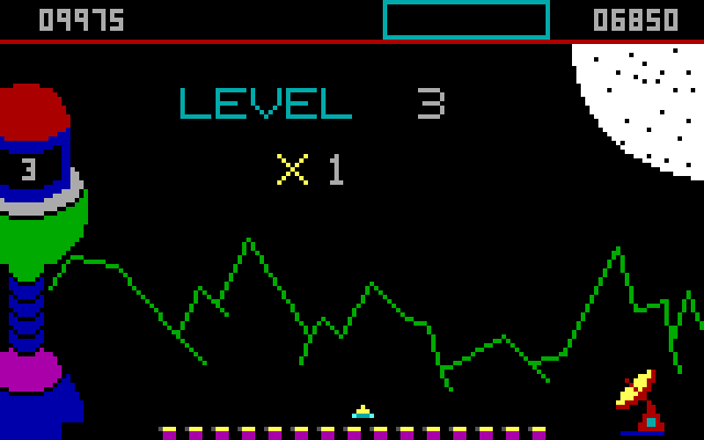 Moon Bugs IBM PC/Compatibles Screenshot: Start of level three.