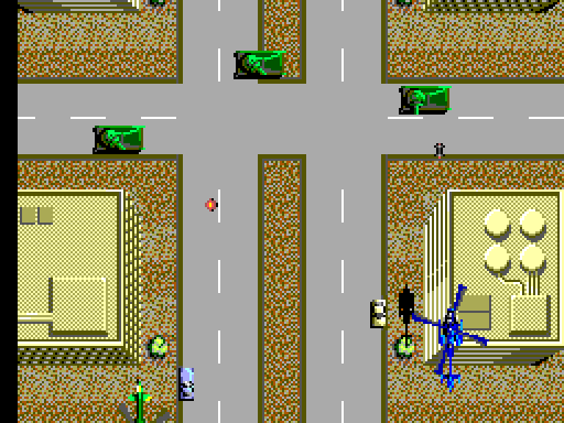 Thunder Blade Sega Master System Screenshot: Shoot the tanks before they shoot you!