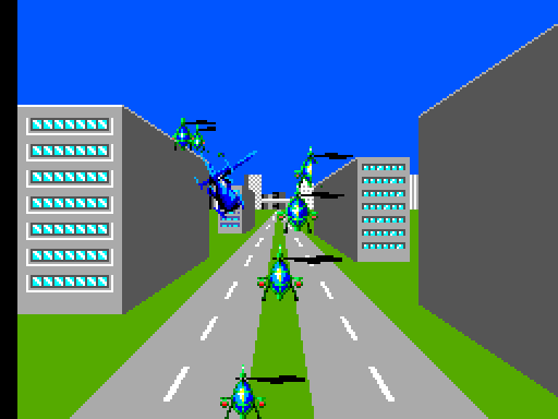 Thunder Blade Sega Master System Screenshot: More enemy choppers incoming!