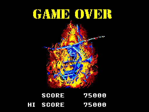 Thunder Blade Sega Master System Screenshot: Game over.