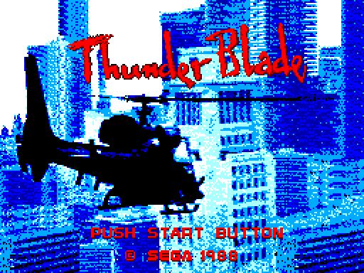 Thunder Blade Sega Master System Screenshot: Title screen.