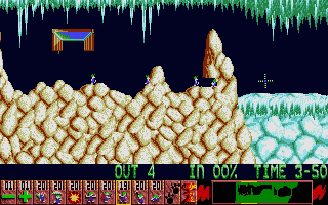 Oh No! More Lemmings Atari ST Screenshot: Digging another hole...