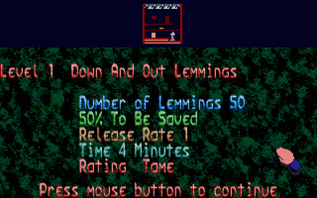 Oh No! More Lemmings Atari ST Screenshot: Ready for level 1?