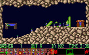 Oh No! More Lemmings for Atari ST - On level 2 you need to bash through some terrain.