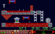 Oh No! More Lemmings for Atari ST - Lemmings appear from two different entrances...think quick!