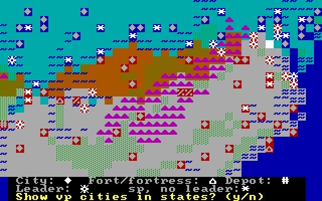 Civil War: 1861 - 1865, The IBM PC/Compatibles Screenshot: One of many maps in the game.