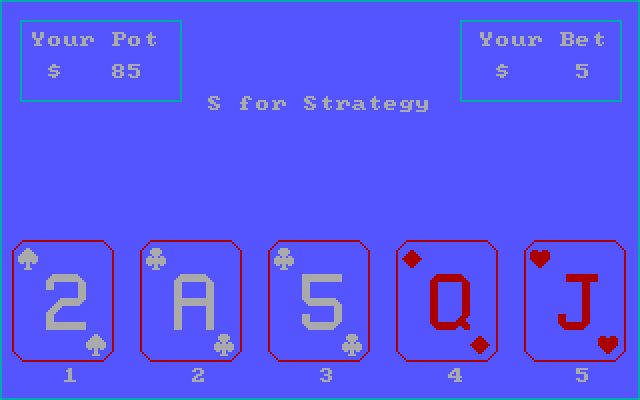 Vegas Video Poker IBM PC/Compatibles Screenshot: The next hand...