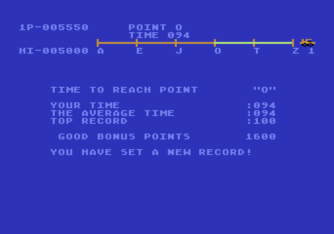 Moon Patrol Atari 5200 Screenshot: I set a new record this time!