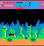Moon Patrol for Arcade - Jumping over some weird aliens!