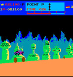 Moon Patrol for Arcade - Jumping over some rolling boulders...