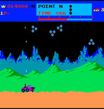 Moon Patrol for Arcade - These aliens create new craters if they bomb the ground.