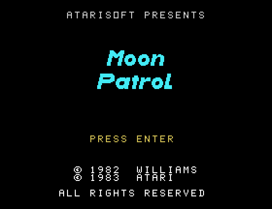 Moon Patrol TI-99/4A Screenshot: Title screen.