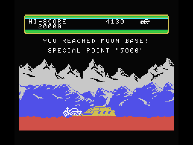 Moon Patrol MSX Screenshot: I reached a moon base!