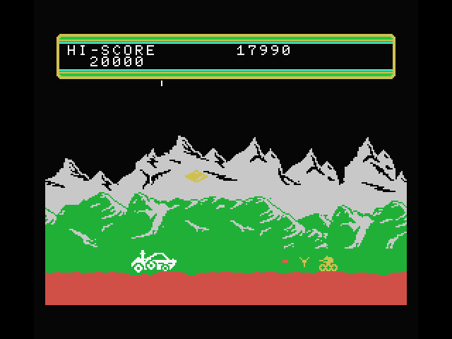 Moon Patrol MSX Screenshot: Enemy tanks will cause trouble here...