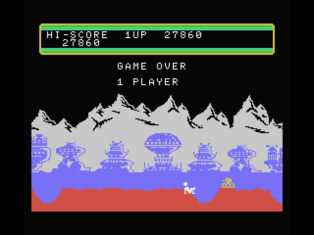 Moon Patrol MSX Screenshot: Game over.