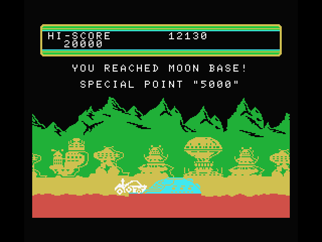 Moon Patrol MSX Screenshot: Here's the next moon base...