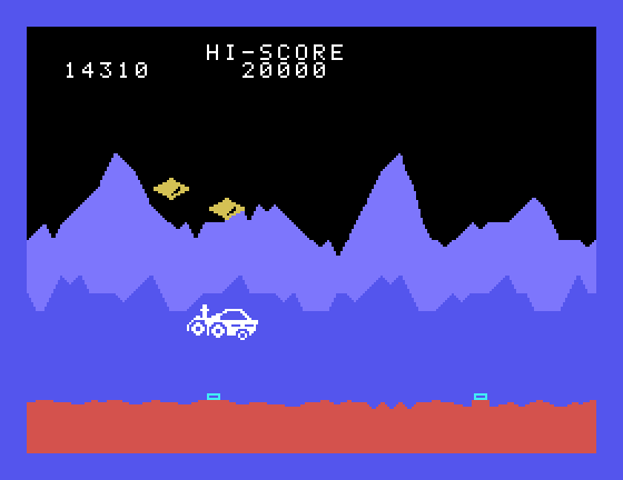 Moon Patrol Sord M5 Screenshot: Jump over the land mines.