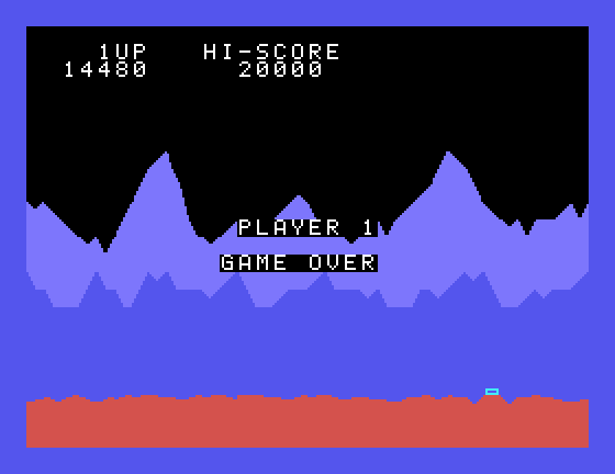 Moon Patrol Sord M5 Screenshot: Game over.