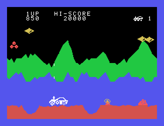 Moon Patrol Sord M5 Screenshot: Watch out for these rocks!