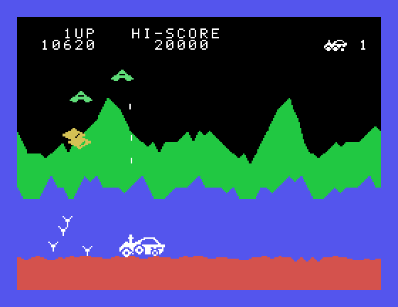 Moon Patrol Sord M5 Screenshot: Don't get bombed by aliens!